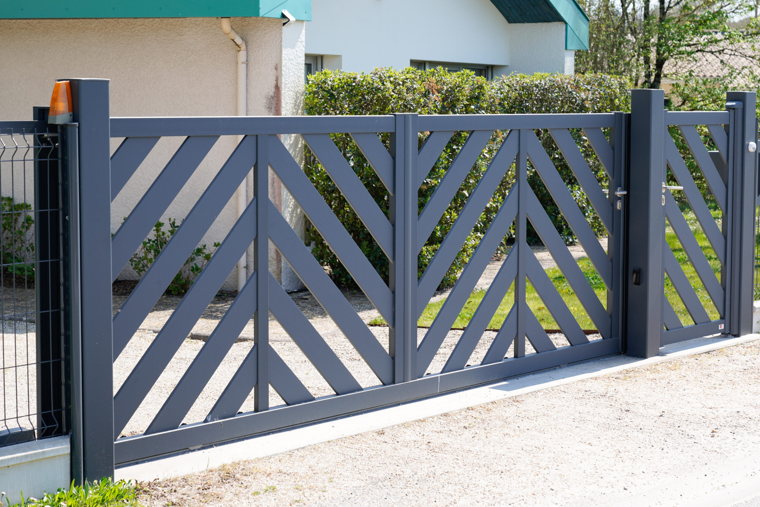 modern gate grey steel design home portal of private house